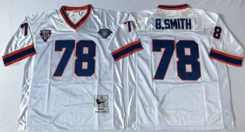 Bills 78 Bruce Smith White M&N Throwback Jersey->nfl m&n throwback->NFL Jersey
